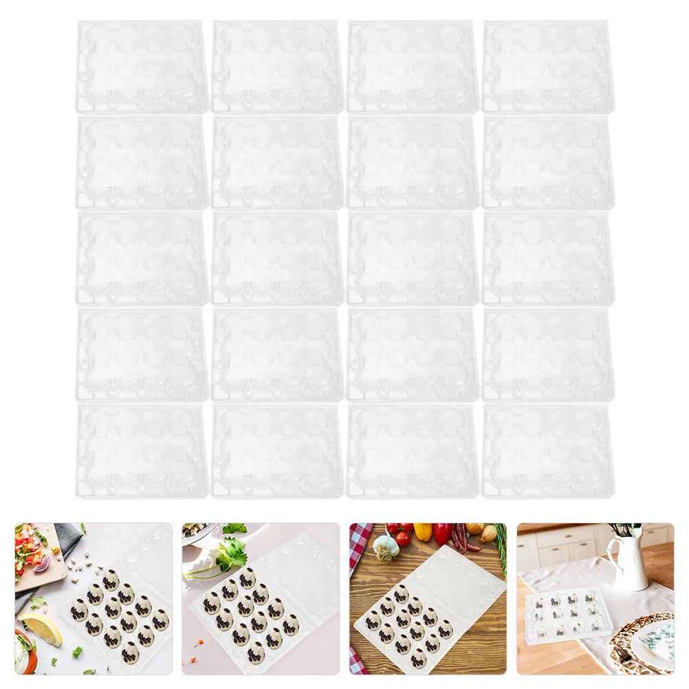 20 Pcs Quail Egg Accessories Transparent Container Plastic Desktop Package Tray Clear