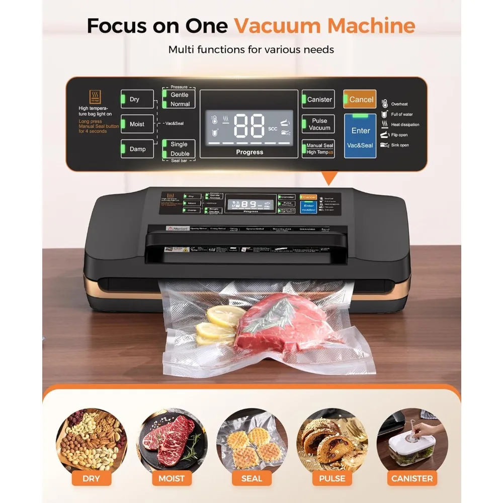 

95kpa Vacuum Sealer Machine,Commercial Full Automatic Food Sealer,Powerful Sealing System with Double Heat Seal