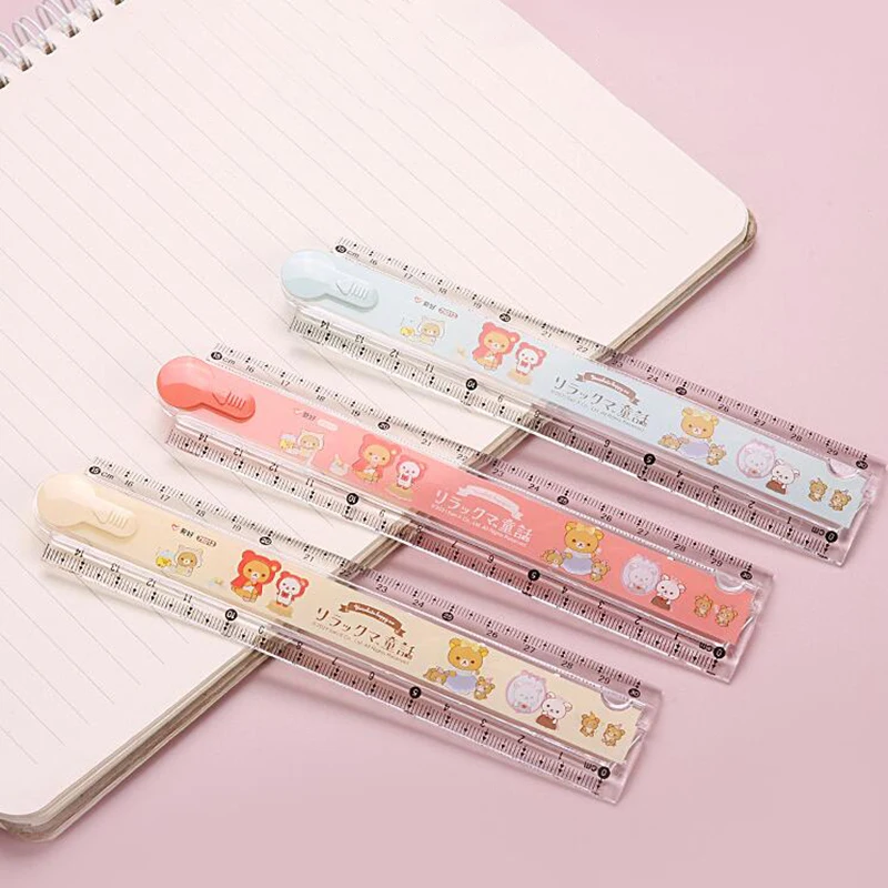 2pcs/pack Kawaii Bear Straight Rulers Cute Folding Measuring Tool Korean Stationery Drawing Template School Office Supplies