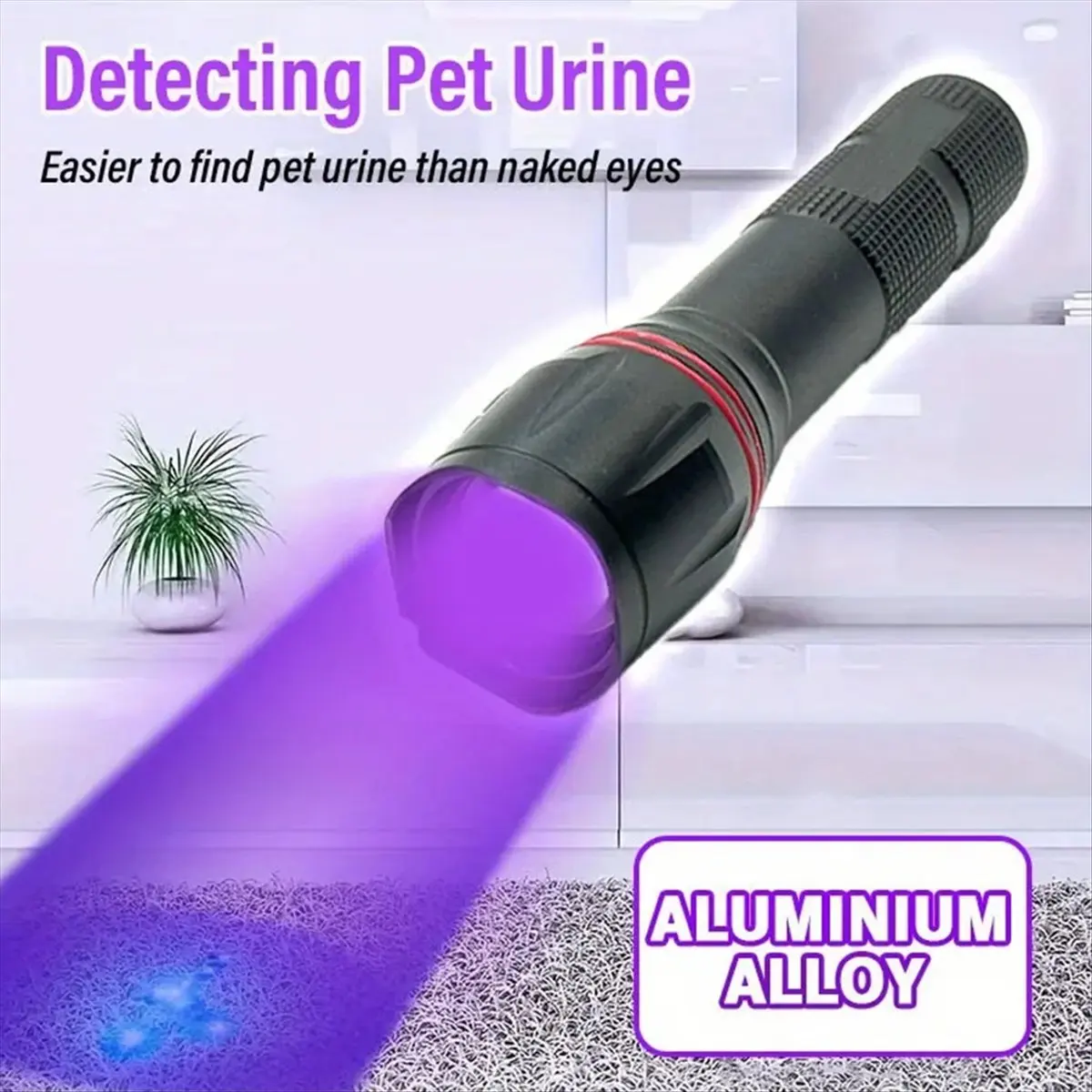 

(AIMA) 395nm LED UV Flashlight Rechargeable Zoomable Light for Pet Stain Detector Tools Lantern Money Fluorescer Detector
