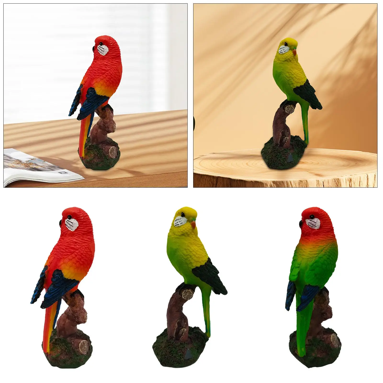 Parrot Statue Animal Sculpture Garden Figurine Tabletop Decor for Bedroom Fireplace