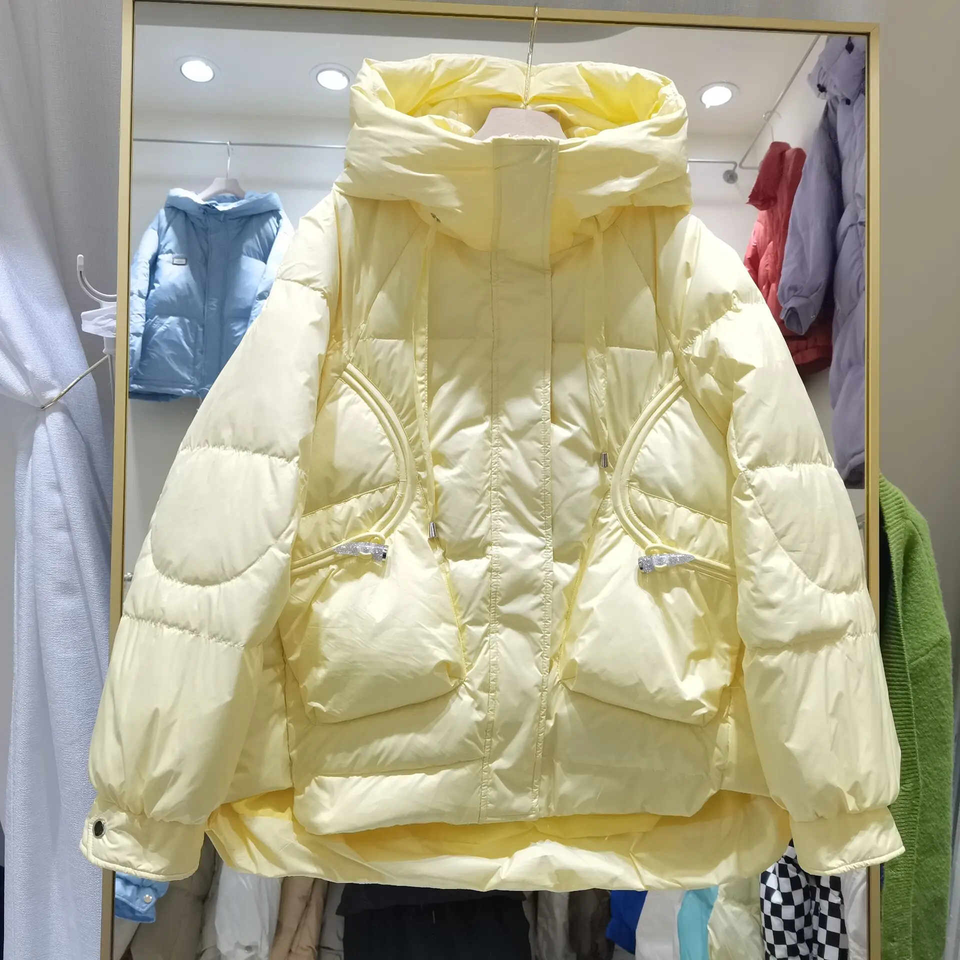 2022 New Winter Down Jacket Women\'s Short European Goods Loose Thick Jacket Coats Fashion Hooded Bread Coat White Duck down Coat