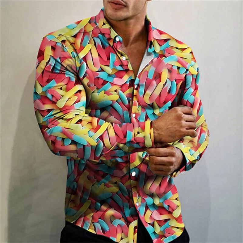 남성 셔츠 패턴 셔츠 아웃도어 스트리트 긴팔 프린트 의류 패션 스트리트 의류 디자이너 캐주얼 통기성