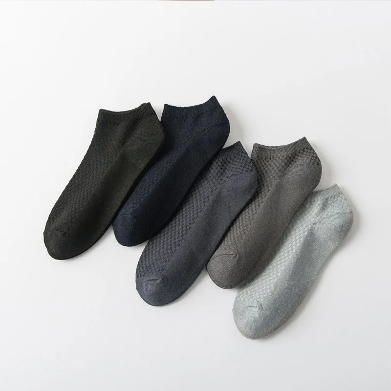 5 Pairs Men Large Size Bamboo Fiber Socks Sweat Absorbing Breathable Deodorizing Wear-resistant Solid Color Business Socks