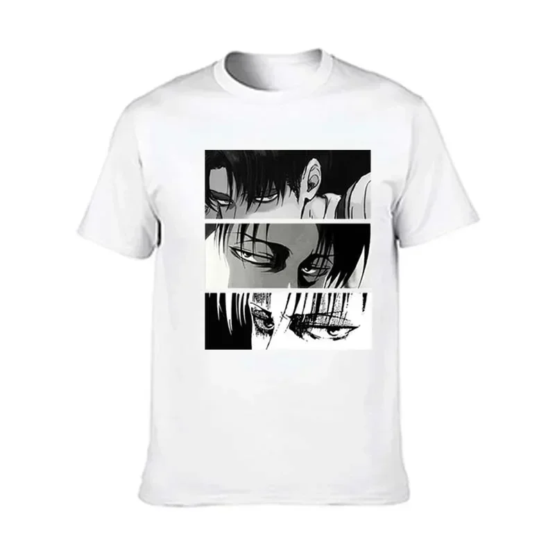 Male and Female Japanese Anime Attack On Titan Levi Ackerman Eye Punk Tops Summer Harajuku Gothic Short Comic Kids T-shirt
