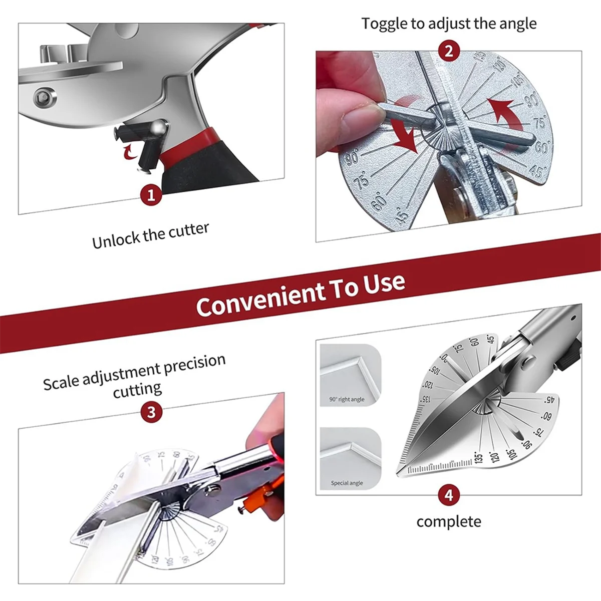 Multi Angle Miter Shears Miter Scissors for Soft-Wood Plastic PVC Moulding Shoe Molding Angular Trim Cutter Tool