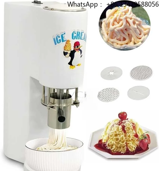 Mini Stainless Steel Spaghetti Soft Ice Cream Swirl Machine for Create Various Shaped Gelato Noodles