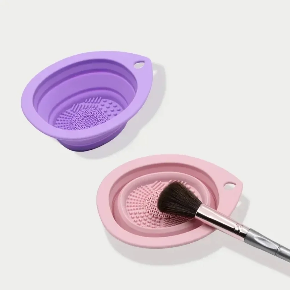 Silicone Makeup Brush Cleaning Bowl Foldable Washing Scrub Mat Portable Cosmetic Brush Cleaner Tool Beauty Makeup Brushes Sponge view 5