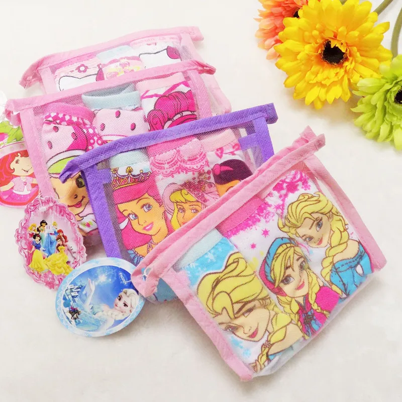 애니메이션 미키 마우스 속옷, 귀여운 겨울왕국 엘사 공주 브리프, 만화 소녀 어린이 바지, 어린이 속옷 선물, 세트 당 3 개