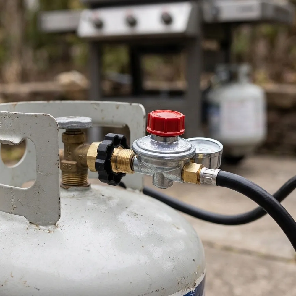 Adjustable 30 PSI Propane Pressure Reducing Valve with For POL Inlet Compatible with Common Propane Tank Valves in North America