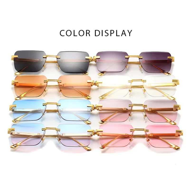 

Солнцезащитные очки без оправы, прямоугольные, модные, популярные, для женщин и мужчин, маленькие квадратные очки, женские и мужские, летние, для путешествий, солнцезащитные очки