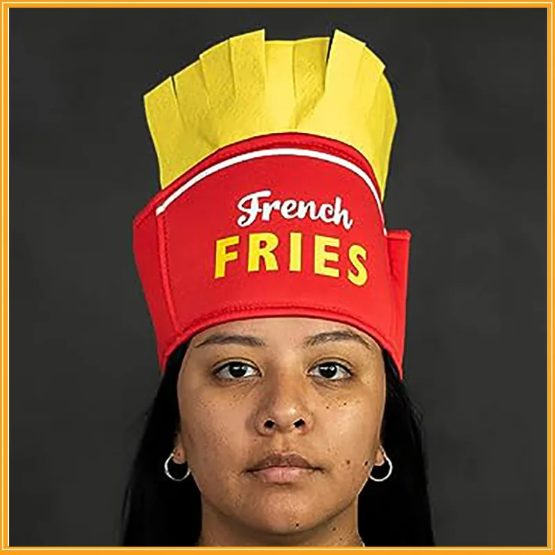 Chapeau unisexe pour hommes et adultes, pour fête d'halloween, carnaval, restauration rapide amusante, casquette pour frites, accessoire de Costume