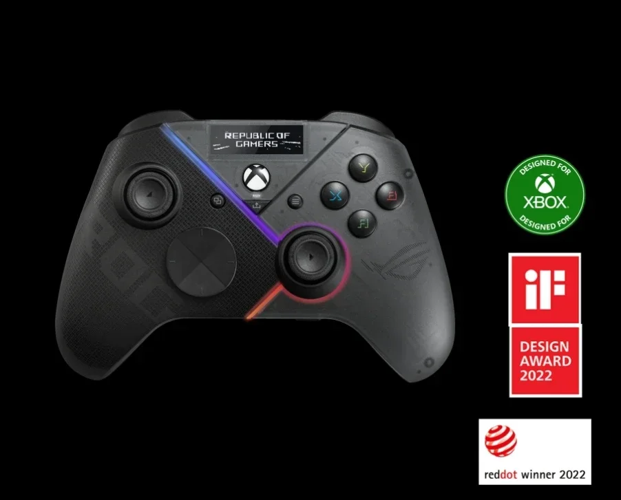 ROG Raikiri Pro PC Controller with OLED display  tri-mode connectivity customizable joystick sensitivity and response curves