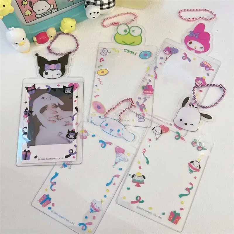 Sanrios Transparent Card Cover Anime Kuromi Melody Cinnamoroll Kpop Photocard Holder Kawaii Id Cards Note Bus Card Storage Bags