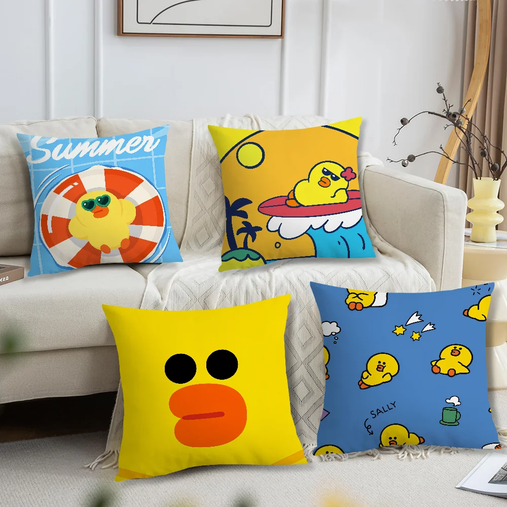 Funda de cojín con diseño de pato artístico de dibujos animados, funda de almohada suave para sofá, sala de estar, decoración del hogar, fundas protectoras