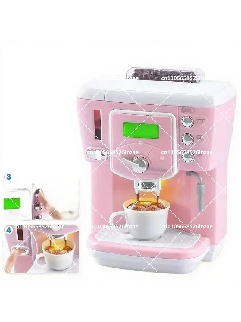 Realistic Electric Coffee Machine Toy Set with Water Tank & Sound, Real Brewing Function for Kids Pretend Play Kitchen