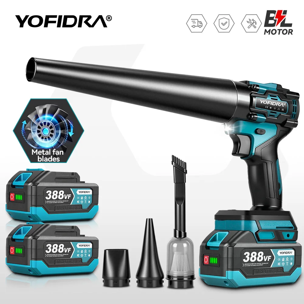 YOFIDRA فرش 80000 دورة في الدقيقة 2 في 1 توربو منفاخ مروحة نفاثة ومكنسة كهربائية محمولة أداة نفخ الغبار لدبوس بطارية ماكيتا 18 فولت