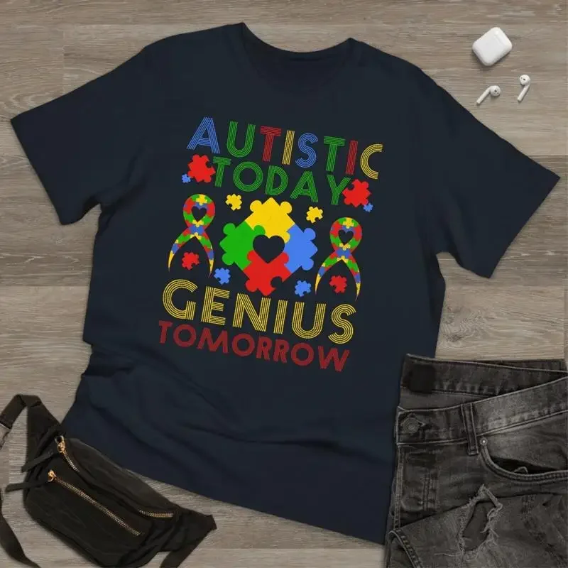 Autistic Today Genius Tomorrow Autism Awareness T Shirt Adult Kid Xmas Puzzle