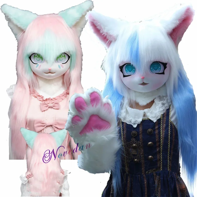 AIAI 2025Kig Fursuit Head Base Kigurumi Mask Cosplay Costume Paws Tail Comiket Furries Doll Rabbit Cat Animal Furry Cospla