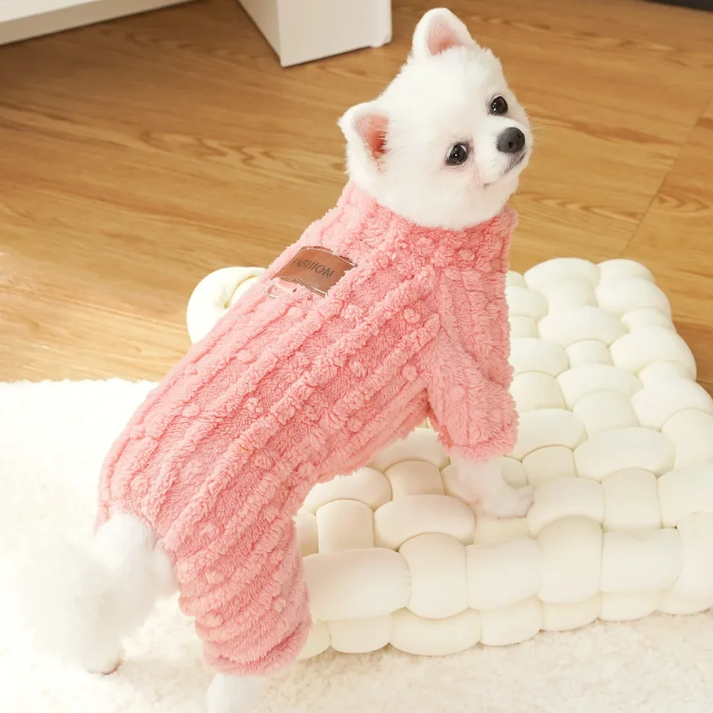 Cute Warm Pet Clothes for Dogs Cats Fleece Jumpsuit Dog Pajamas Autumn Winter Cat Clothing for Small Dog Chihuahua Yorkie Outfit