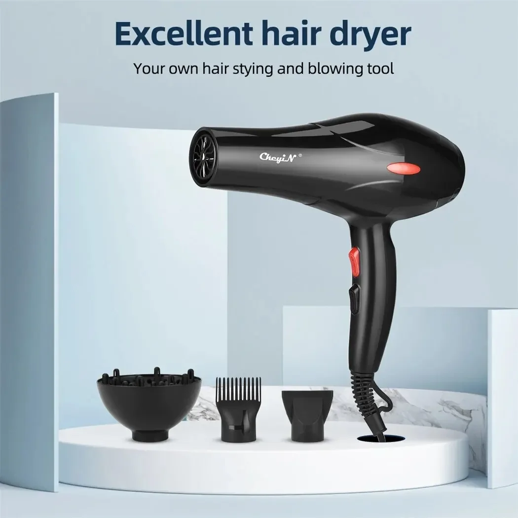 

CkeyiN 1600W Hair Dryer Professional Negative Ion Blower Home Use Hot Cold Blow Drying Salon Blower Diffuser Concentrator Nozzle