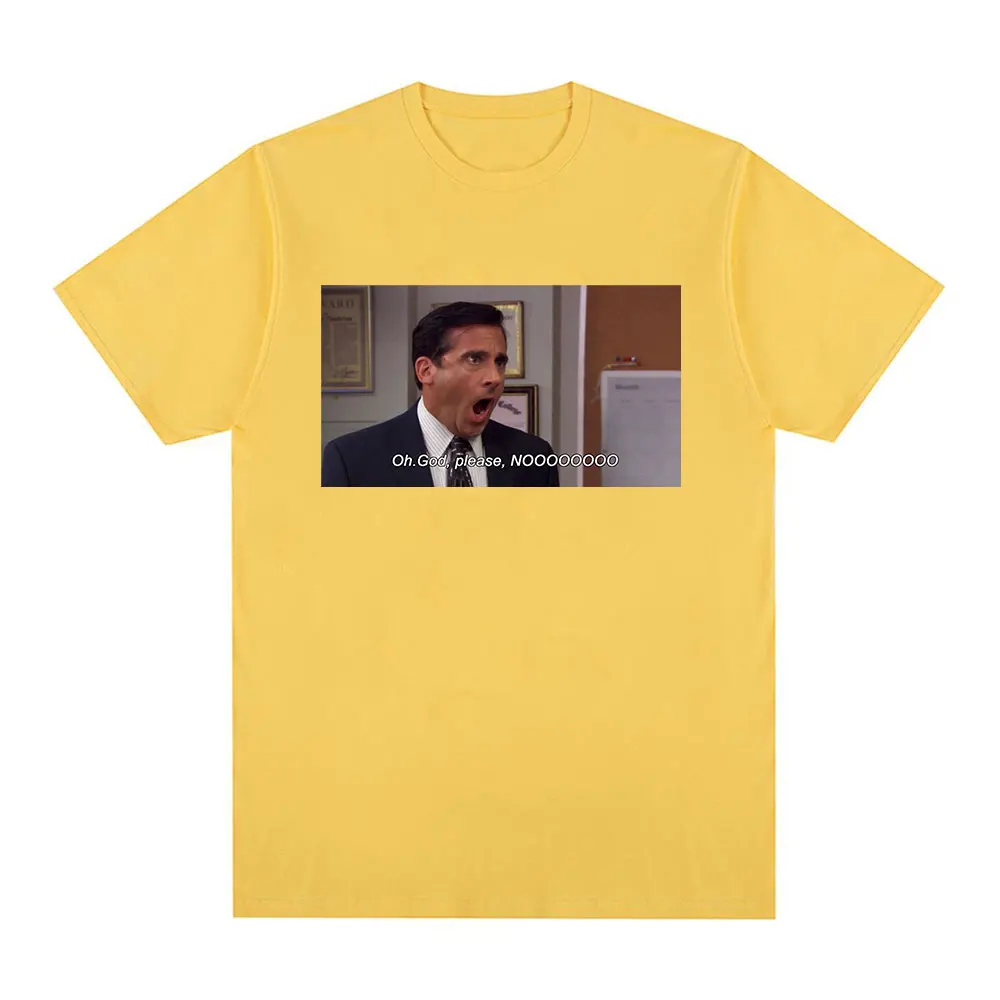 Michael Scott Homage The Office Men T Shirt Tv Series Oh God Please NO Graphic Short Sleeve T Shirts Cotton Oversized T-shirt