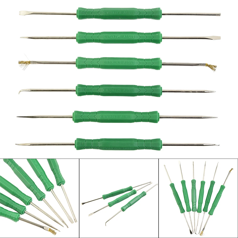 Ferramenta de soldagem de alta qualidade, 6 peças, furador de lavagem, escova azul e preta, garfo de aço carbono, placa pcb, ferramentas elétricas de limpeza