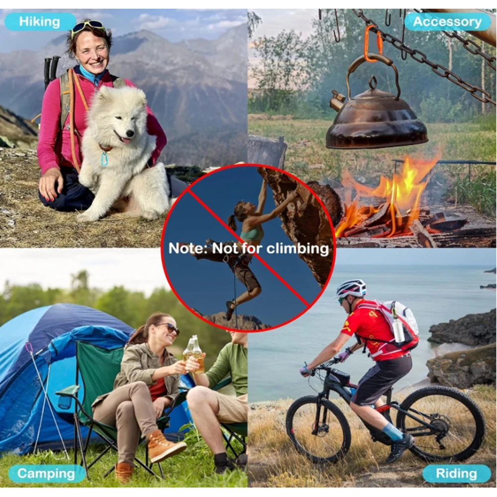 Aluminum Alloy D-Rings Locking Carabiner Backpack Clip with Spring Link Hooks for Outdoor Hiking Camping NOT for Climbing