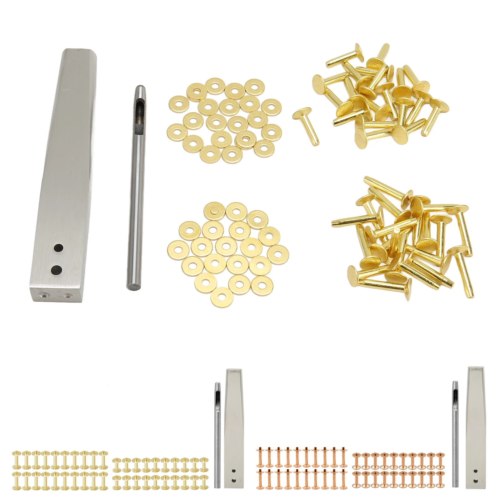 Copper Rivets with Setters High Hardness Hand Made Easy To Install Corrosion Resistance Copper Rivets Burrs Kit for Clothing