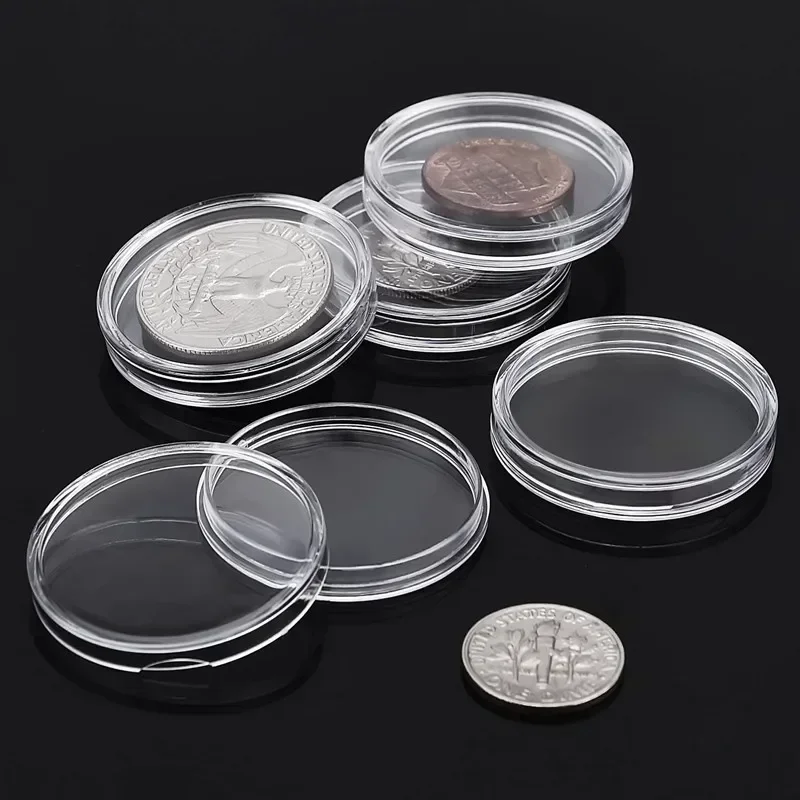 10/20 Pcs 18-40mm  Coin Storage Capsules Protective Case Coin Storage Case Collector Case Transparent Plastic Coin Capsules