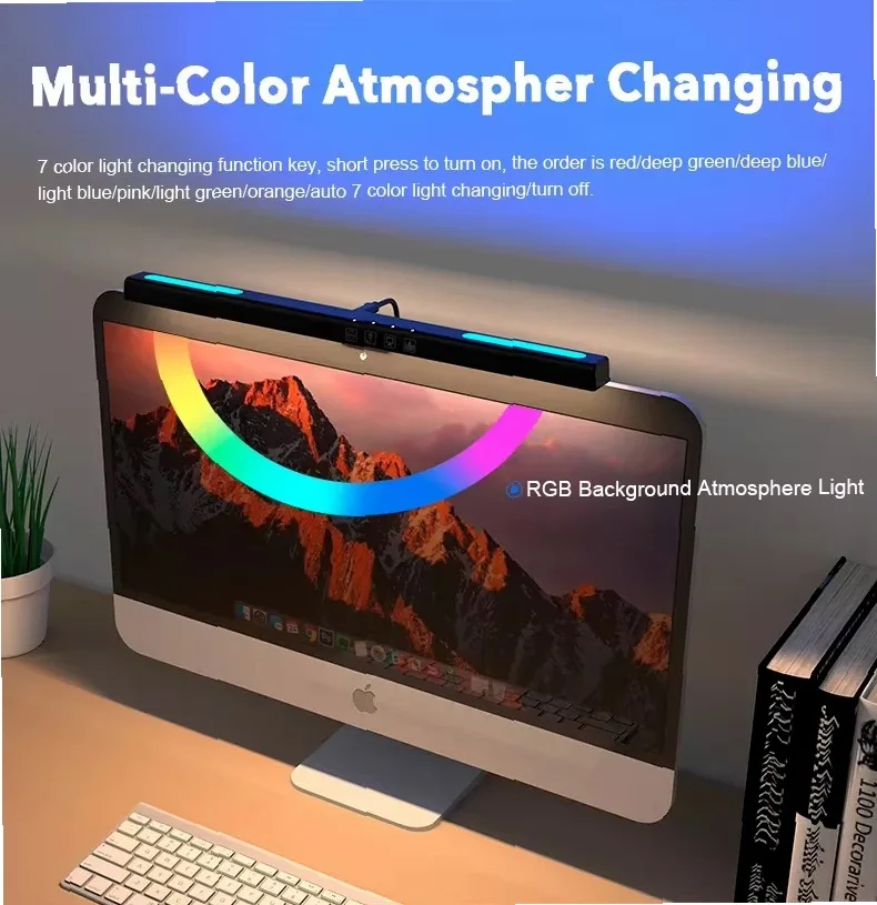 Computer MonitorS Light, 7-Color LED Gaming Lamp, Eye-Care Asymmetric Screen Light
