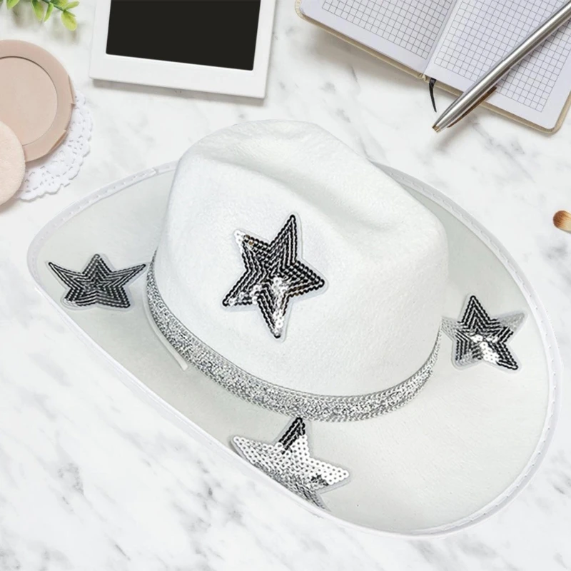 Sequined Star Sun Protective Hat for Festival Bride Bridesmaid Elegant Rhinestones Hat Party Costume Wedding Dress Up Hat