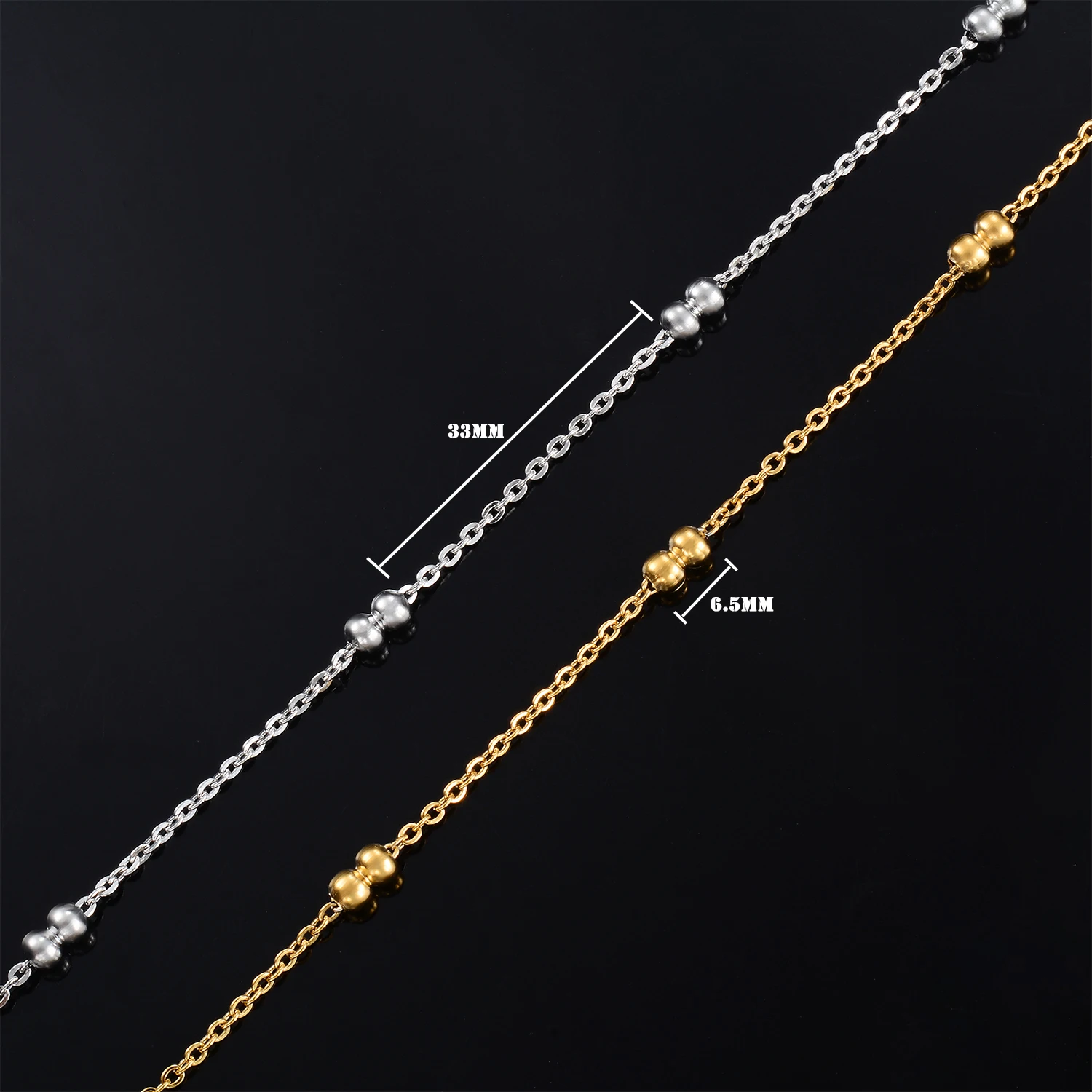 Trendige Edelstahl-Langkette mit kleinen Perlen, O-förmige dünne Ketten, Kugelglieder für DIY-Schmuck – Detail 4