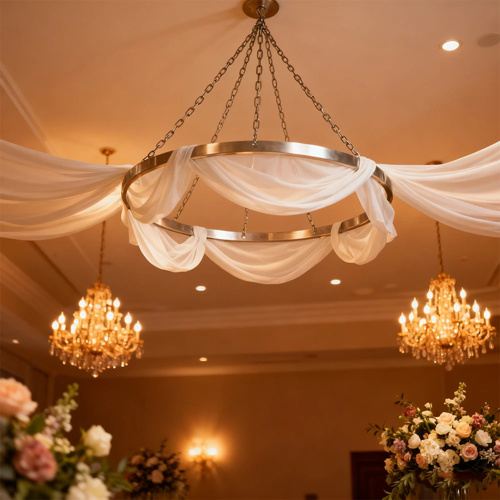 Kit de Colgadores Metálicos Plateados de 12/24 Pulgadas para 6 Paneles, Decoraciones para Bodas, Aros para Cortinas, Kit de Herrajes Metálicos