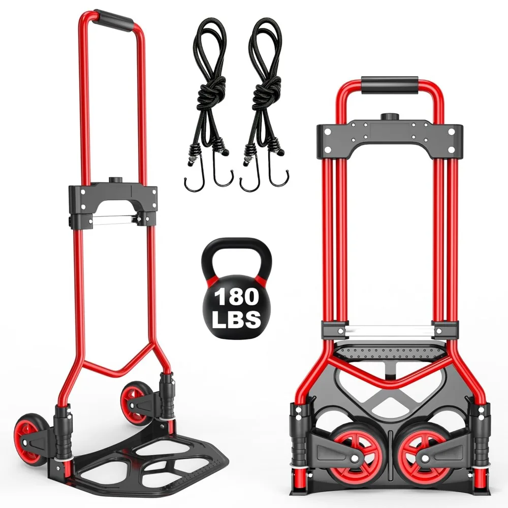

Portable Folding Hand Truck with Adjustable Handle, 180LBS Capacity for Home Moving and Luggage