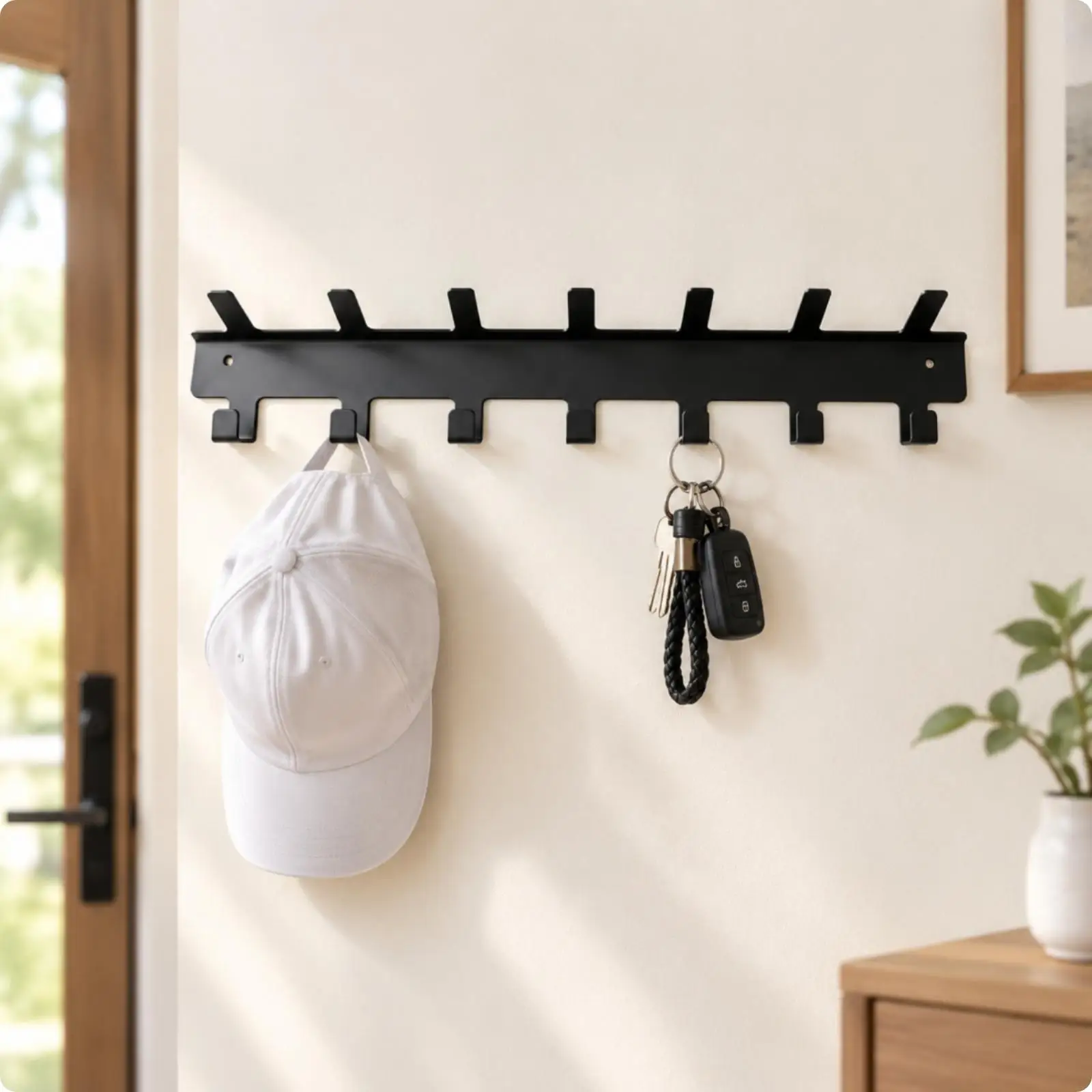 Heavy Duty Wall Mounted Medal Hanger Rack 7 Hooks for Awards Ribbons Black Iron Storage for Gym Trophy Area