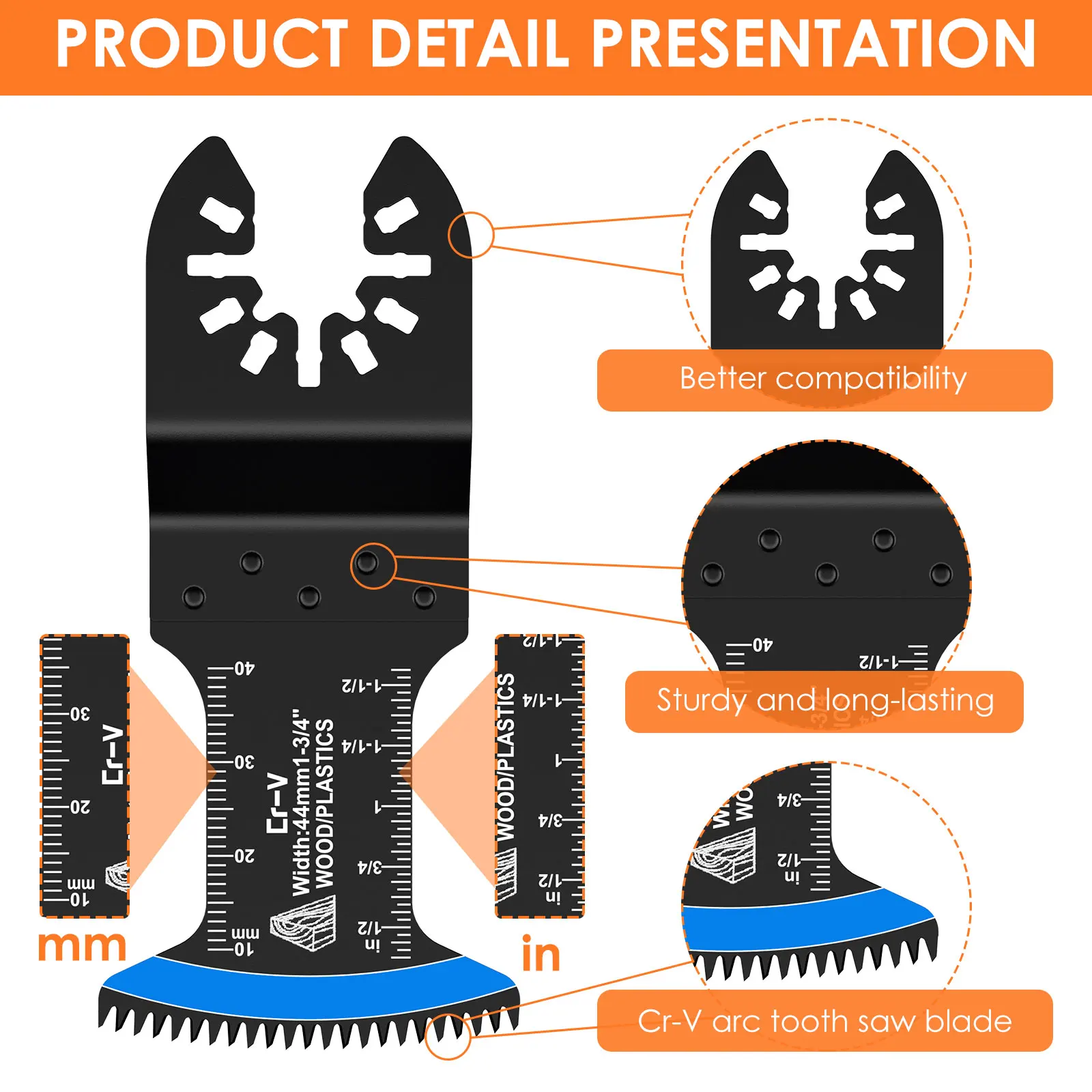 8/24 Pcs Multitool Oscillating Blade Universal Oscillating Saw Blade Set Titanium Bimetal Precision Tooth Blade Cutting Wood PVC