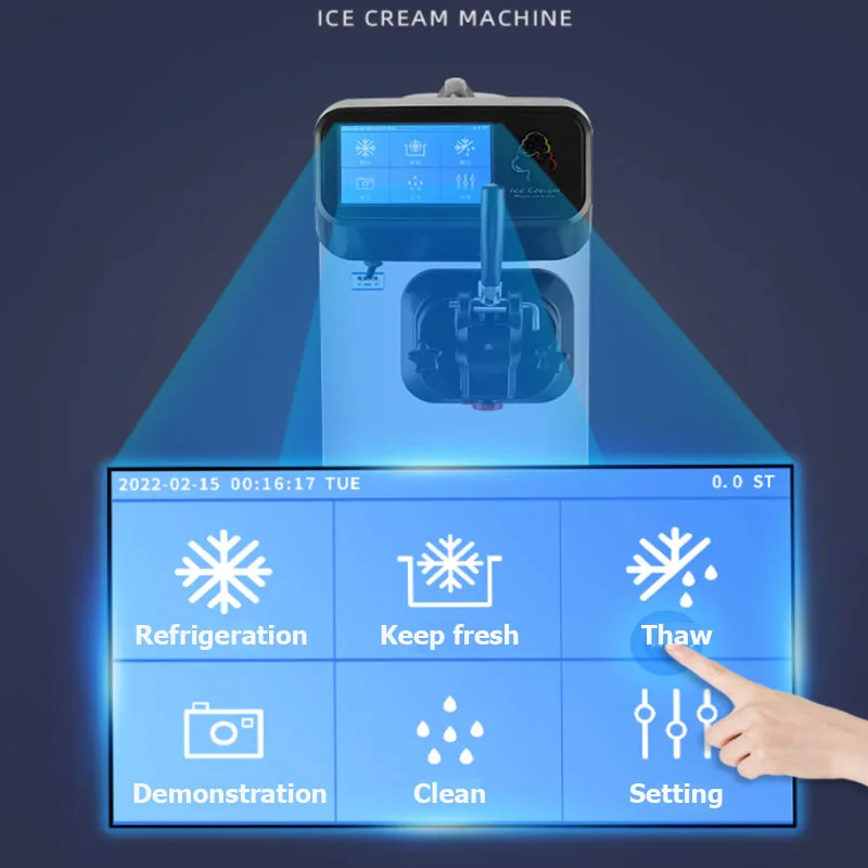 Машина для мороженого Коммерческая маленькая автоматическая настольная машина для мороженого с одной головкой и предварительным охлаждением, сохранение свежести