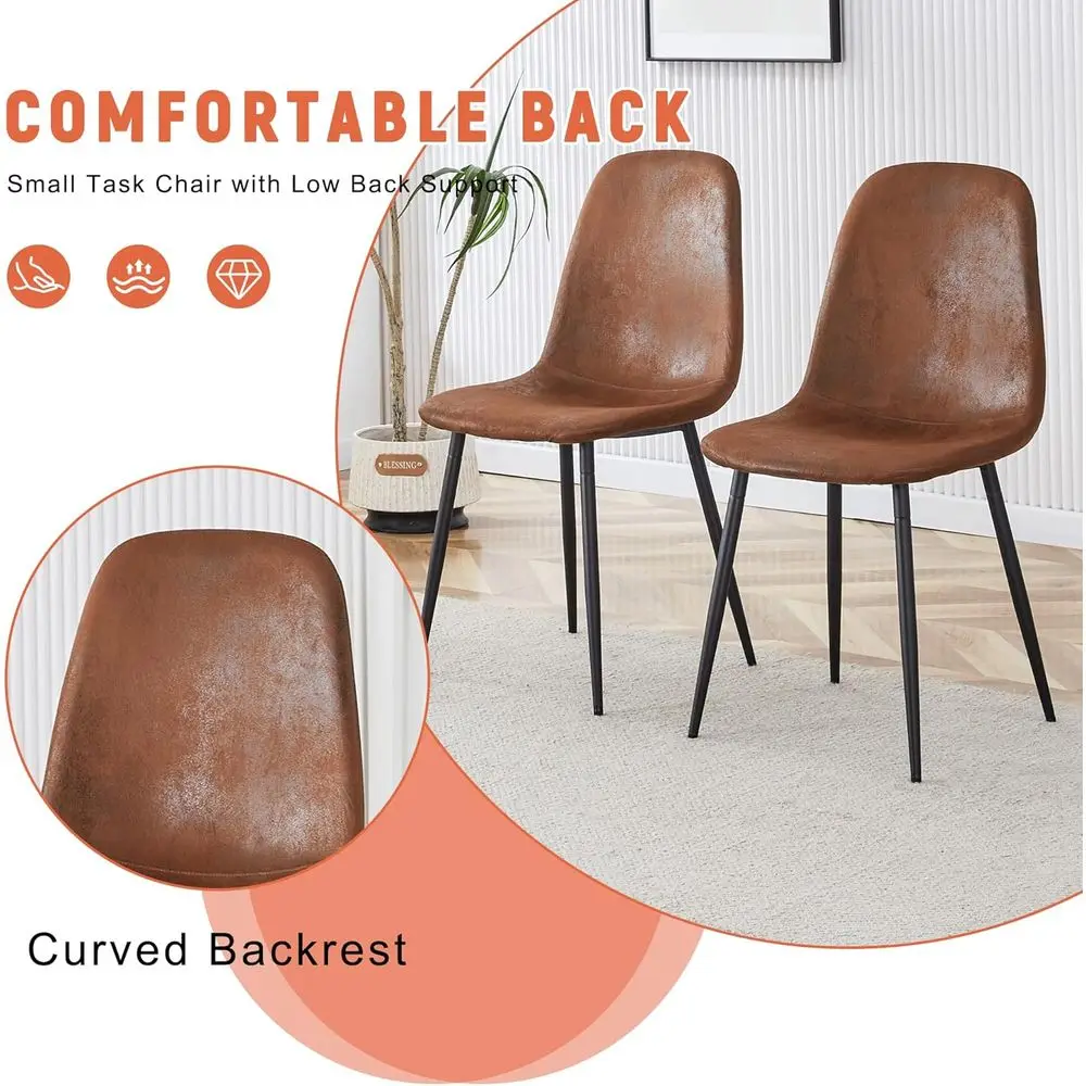 Walnut 5-Piece Dining Set: Elegant Round Table with 4 Suede Chairs for Kitchen or Dining Room