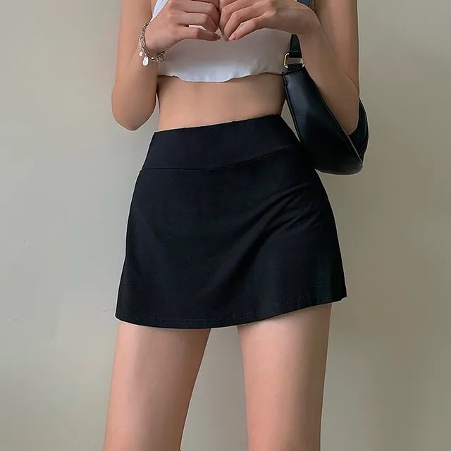 Spódnica do tenisa Kobiety Wysoka talia Sexy Girl Tight Bag Hip Short Skirt Summer Sports Culottes split A-line Mini spódniczka Y2K