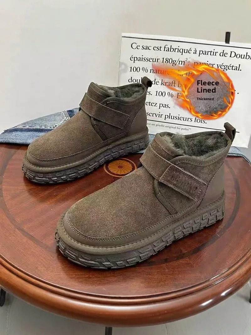 

Men's Winter Thickened Fleece Lined Fur Boot High Top Bread Shoe Snow Boots Casual Daily Wear Waterproof Cold Proof Cotton Boot