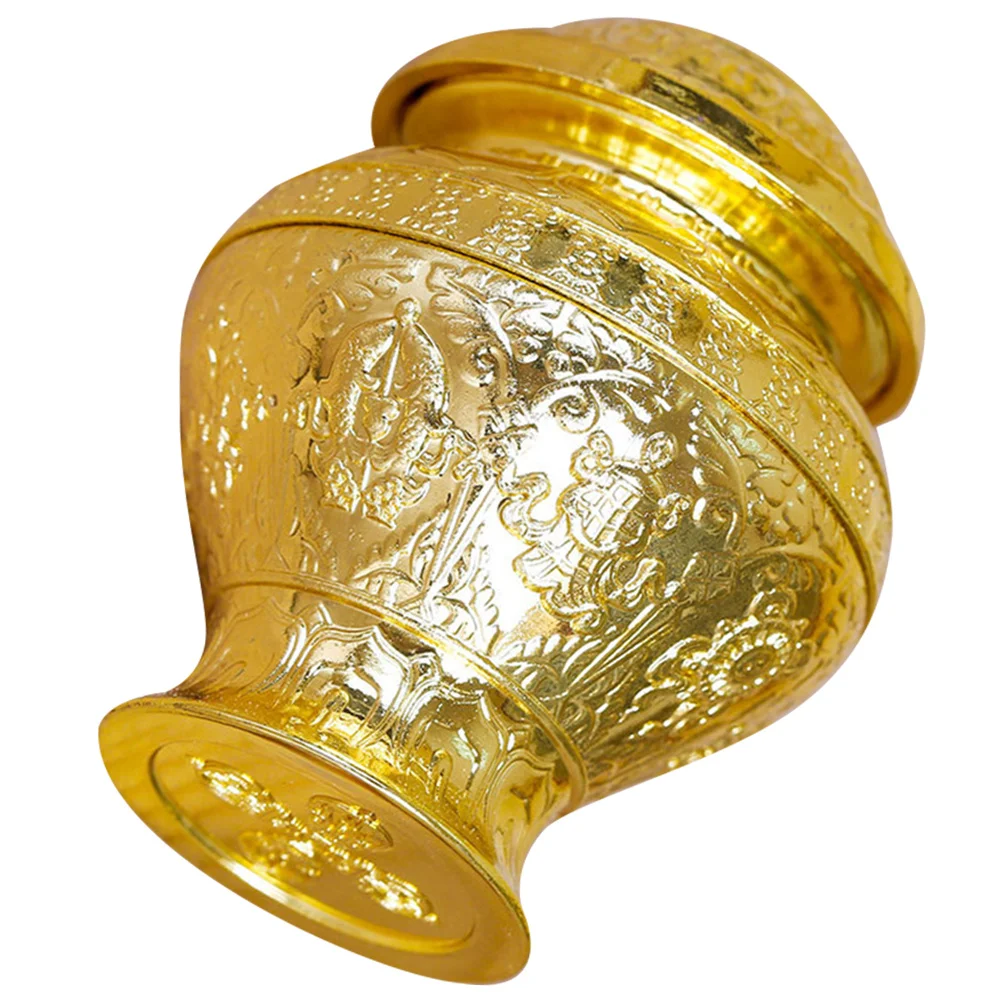 

Retro Crystal Buddha Offering Bottle Decorative Alloy Desktop Ornament Gemstone Storage Bottle Good Luck Vase Desktop Ornament