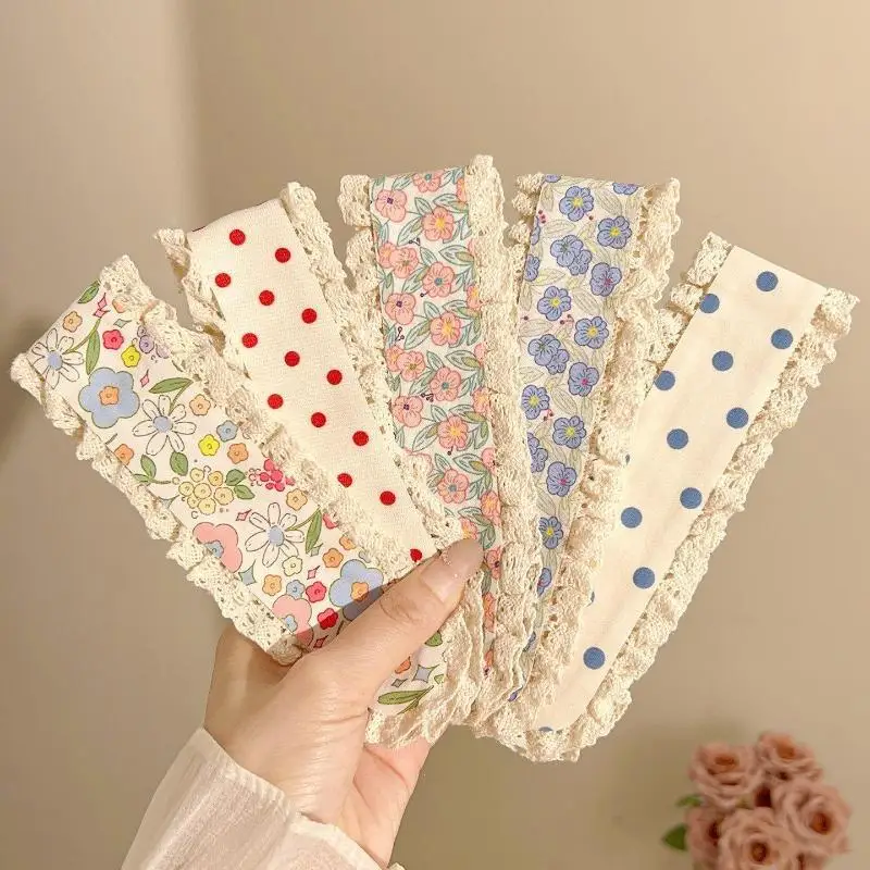 Floral Lace Ruffle Headband Women Fringe Hair Band Dot Print Vintage Daily Makeup Washing Face Hair Hoop Girl Hair Decor