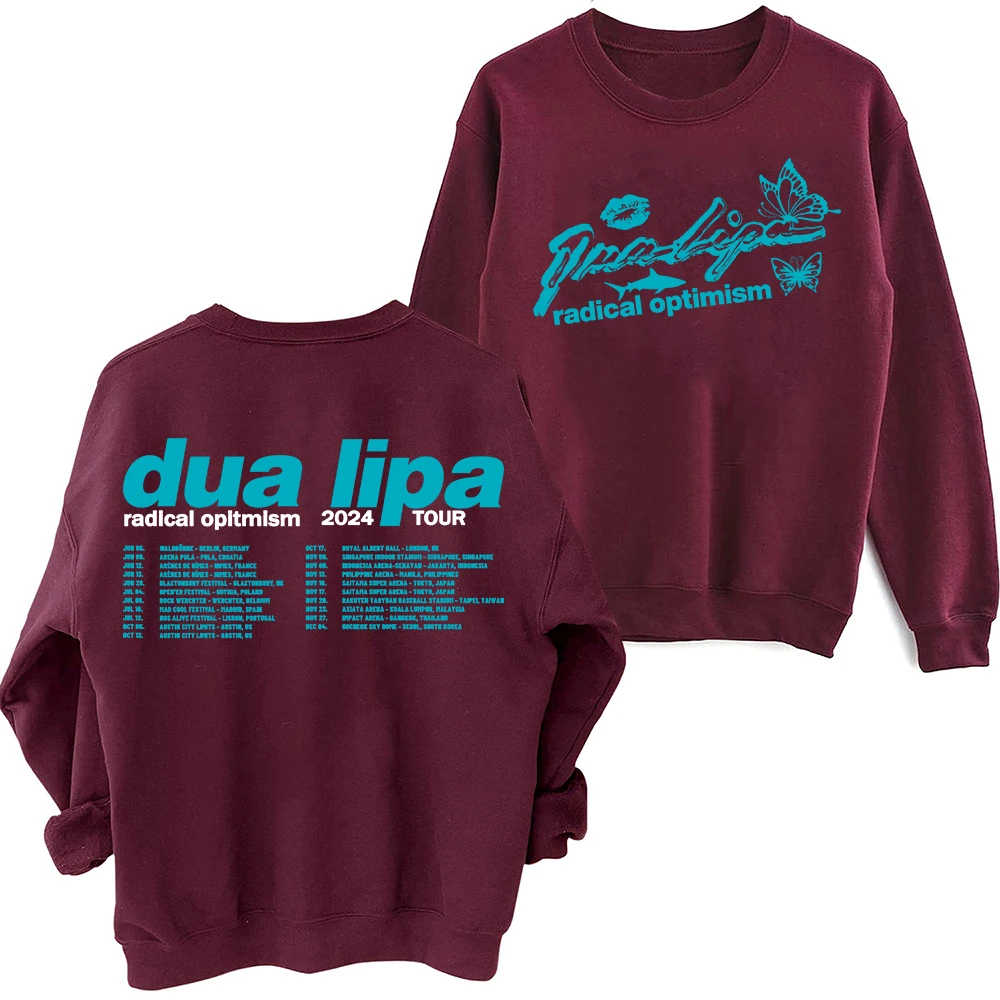 Dua radikalen Optimismus Tour 2024 Lipa Sweatshirt Harajuku Rundhals ausschnitt Langarm übergroße Hoodie Fans Geschenk