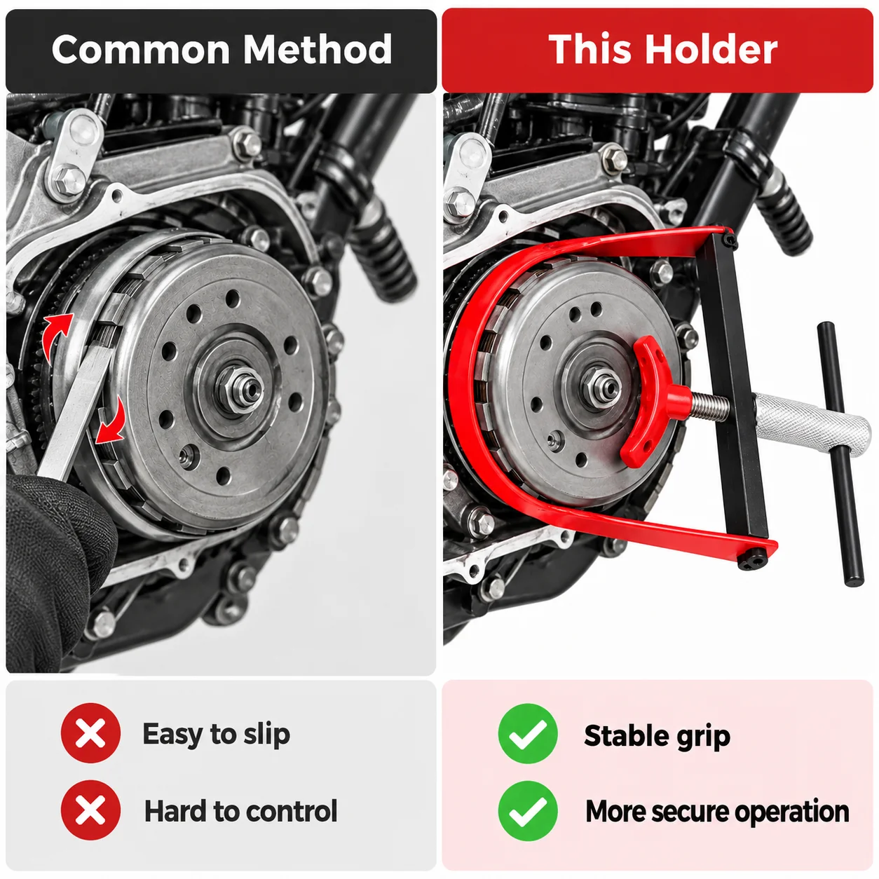 Motorcycle Clutch Flywheel Holder Tool Universal Adjustable Pulley Sprocket Holding Wrench Tightening Device for Maintenance