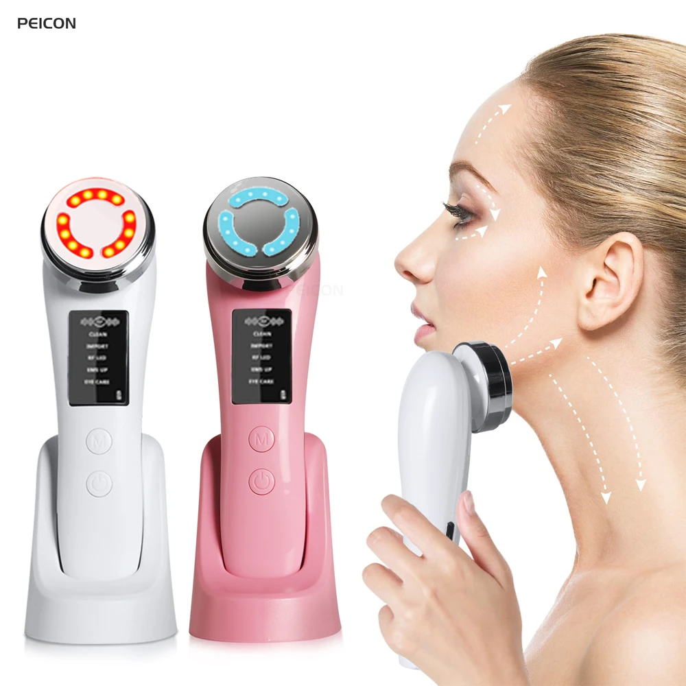 Facial Massager Mesotherapy 8 in 1 Radiofrequency for Face Apparatus Radio Frequency EMS Skin Tightening Lifting Device LED Care