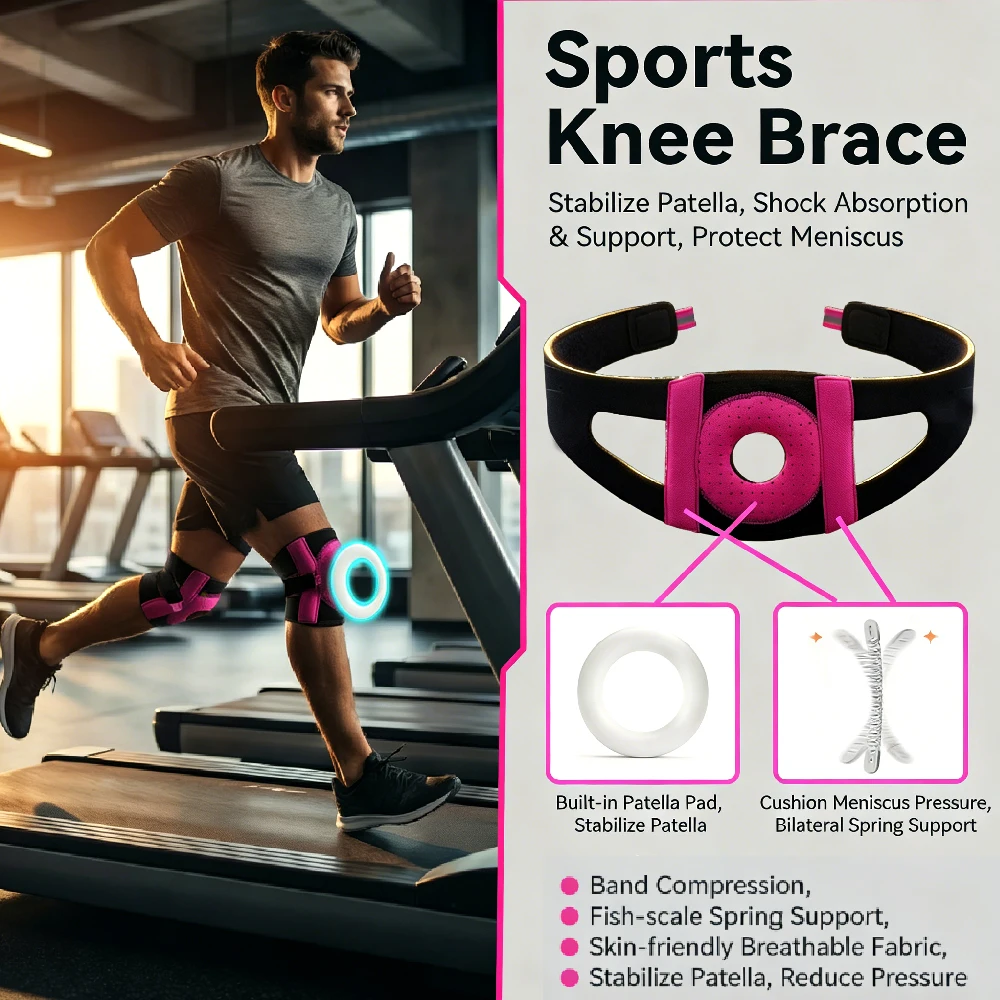 1PCS Knee Brace for Men Women with Side Stabilizers & Patella Gel Pad, Adjustable Knee Compression Support for Pain Relief