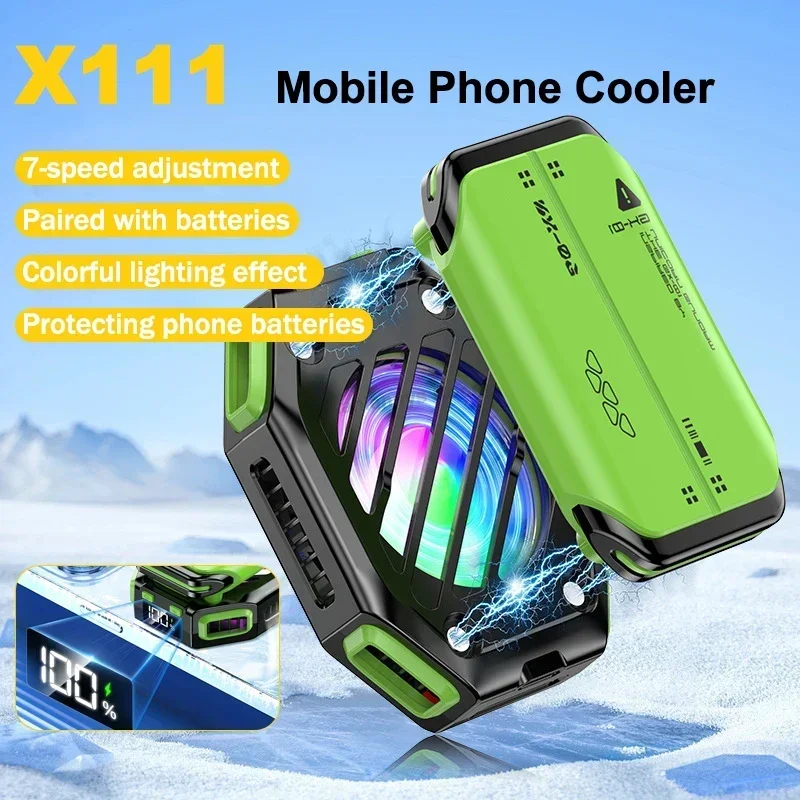 

X111 Universal Mobile Phone Semiconductor Coolng Fan Radiator Magnetic 7 Gears Adjustable Cooler for IOS Android PUBG Heat Sink