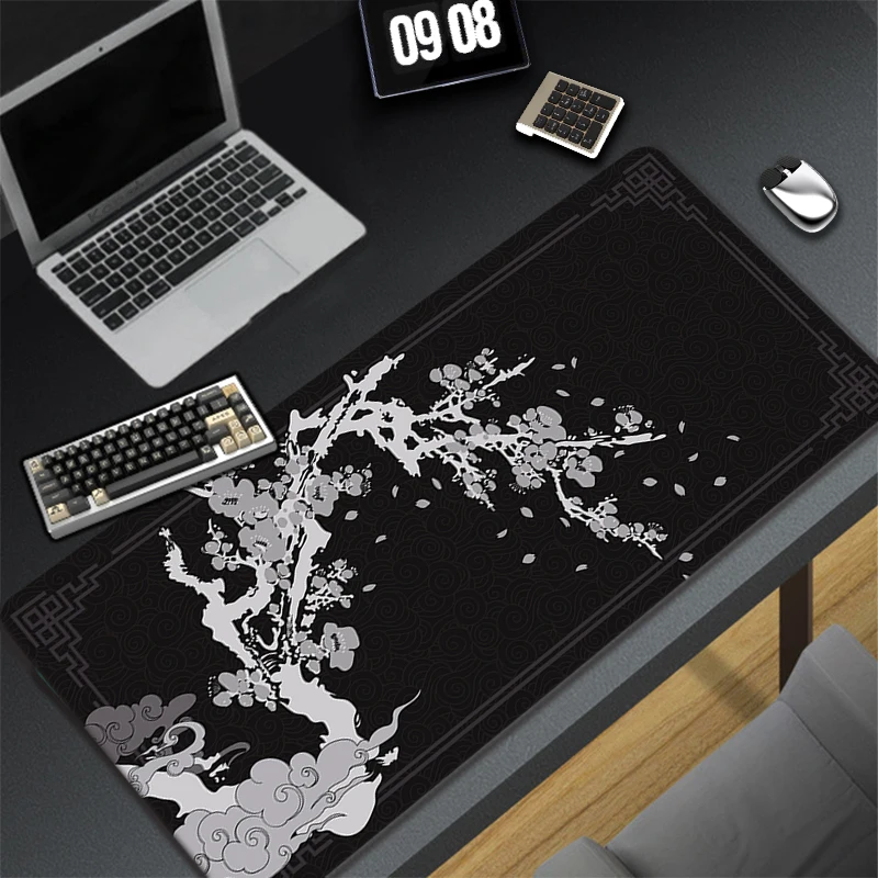 

Sakura Mousepad Black Mausepad Pink Setup Gamer Accessories Office Carpet Japanese Art Mouse Pad Company Gaming Deskmat XL 90x40