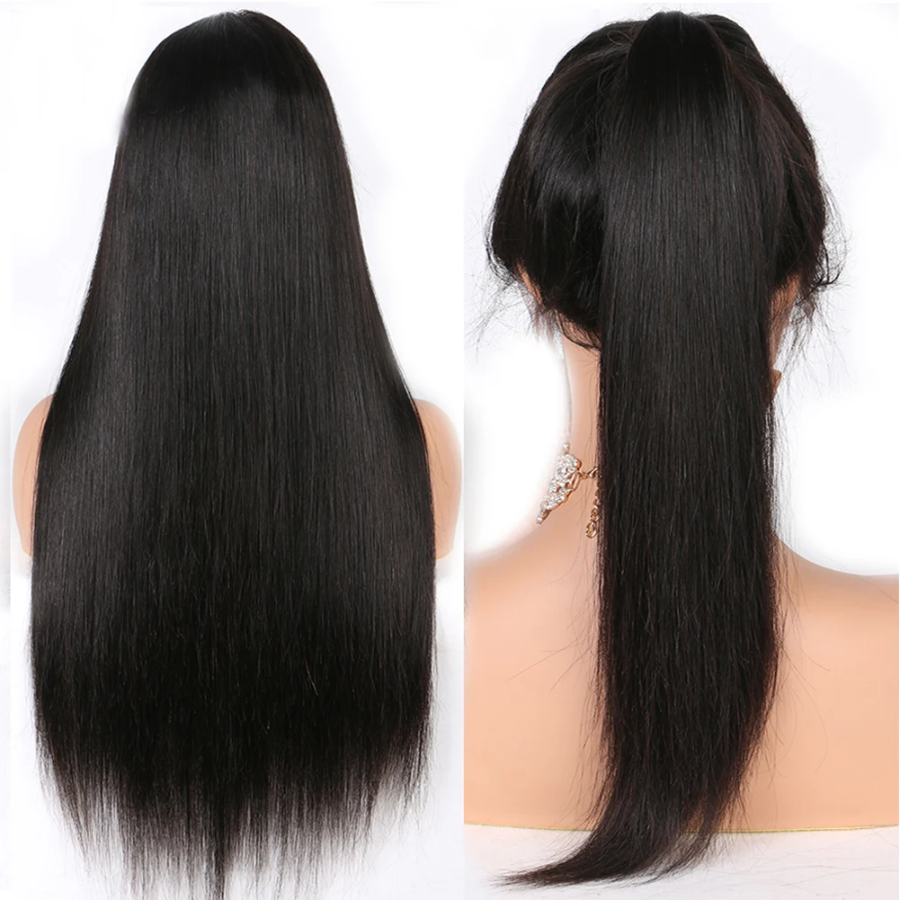 Black Synthetic Lace Front Wigs for Women Long Straight Wig Glueless Lace Wig Heat Resistant Fiber Cosplay Daily Wear Synthetic